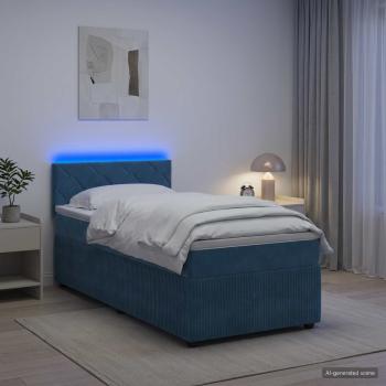 Boxspringbett mit Matratze mit Kopfteil Blau 90 x 190 cm Samt