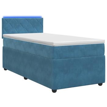 Boxspringbett mit Matratze mit Kopfteil Blau 90 x 200 cm Samt