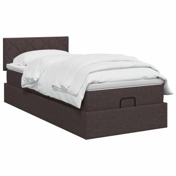 Ottoman Bett mit Matratze Dunkelbraun 90 x 190 cm Stoff