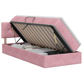 Aufbewahrungsbett mit Kopfteil Rosa 90 x 200 cm Samt