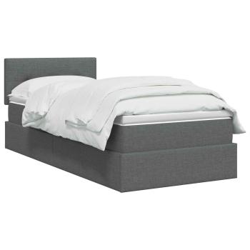 LED-Speicherbett mit Matratze Dunkelgrau 90 x 200 cm Stoff