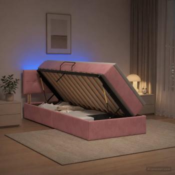 ARDEBO.de - LED-Speicherbett mit Matratze Rosa 90 x 200 cm Samt