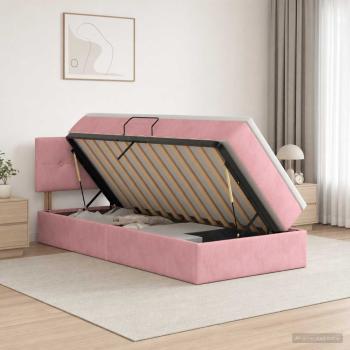 LED-Speicherbett mit Matratze Rosa 90 x 200 cm Samt