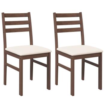 Esszimmerst?hle mit Kissen 2 Stk. Braun Massivholz Gummibaum