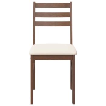 Esszimmerst?hle mit Kissen 2 Stk. Braun Massivholz Gummibaum