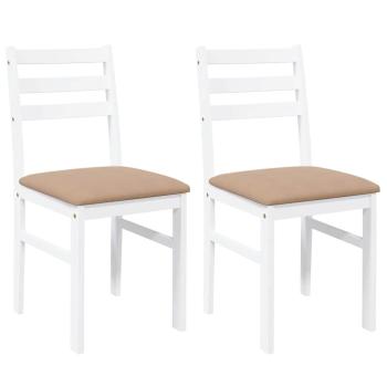 Esszimmerst?hle mit Kissen 2 Stk. Wei? Massivholz Gummibaum