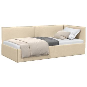 Eckbettgestell Creme 90 x 190 cm Stoff