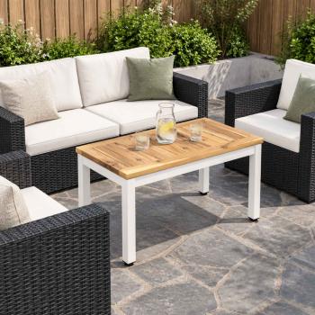 ARDEBO.de - Couchtisch Weiß 60,5 x 30 x 36 cm Massivholz Akazie