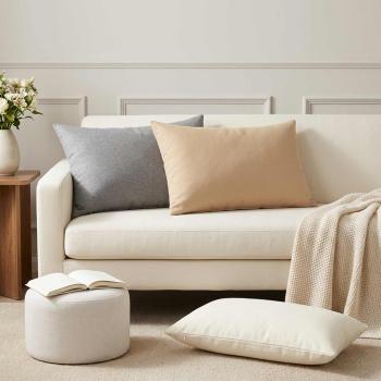 ARDEBO.de - Wurfkissen 2 stk. HEERLEN Creme 50 x 80 cm Stoff