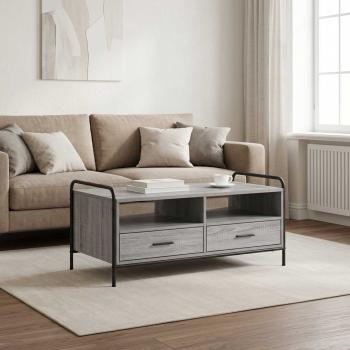 ARDEBO.de - Couchtisch Sonoma-Grau 99,5 x 49 x 46 cm Holzwerkstoff
