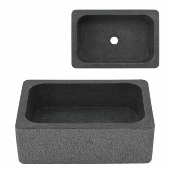 ARDEBO.de - Waschbecken 45x30x15 cm Flussstein Schwarz