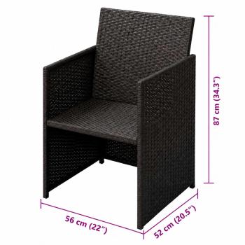 Gartenstühle 3 stk. Braun Poly Rattan