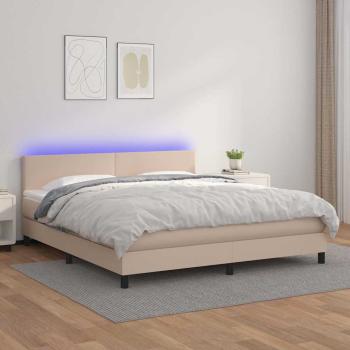 ARDEBO.de - Boxspringbett mit Matratze & LED Cappuccino-Braun 160x200cm