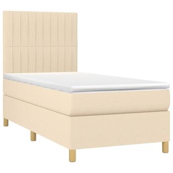 Boxspringbett mit Matratze & LED Creme 80x200 cm Stoff