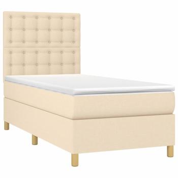 Boxspringbett mit Matratze & LED Creme 80x200 cm Stoff