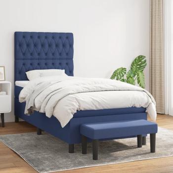 ARDEBO.de - Boxspringbett mit Matratze Blau 100x200 cm Stoff