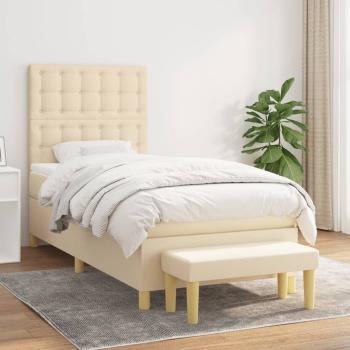 ARDEBO.de - Boxspringbett mit Matratze Creme 80x200 cm Stoff