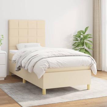 ARDEBO.de - Boxspringbett mit Matratze Creme 80x200 cm Stoff