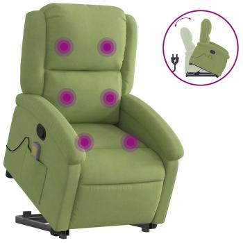 Massagesessel mit Aufstehhilfe Hellgrün Samt