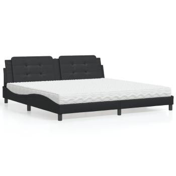 ARDEBO.de - Bett mit Matratze Zadar Schwarz 200x200 cm Kunstleder