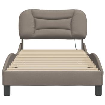 Bettgestell mit LED ohne Matratze "Hvar" Taupe 80x200 cm Stoff