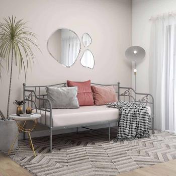 Schlafsofa Bettgestell Grau Metall 90x200 cm