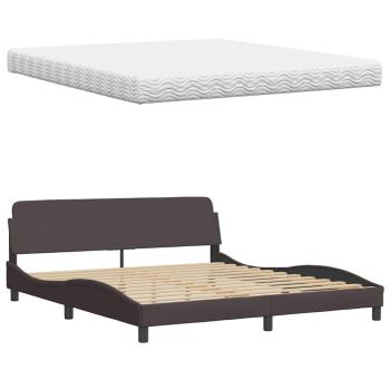 Bett mit Matratze "Hanko" Dunkelbraun 180x200 cm Stoff