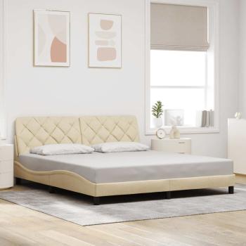 ARDEBO.de - Bettgestell ohne Matratze Creme 180x200 cm Stoff