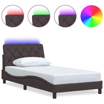 Bettgestell mit LED ohne Matratze Dunkelbraun 100x200 cm Stoff
