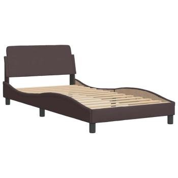 Bettgestell mit LED ohne Matratze Dunkelbraun 100x200 cm Stoff