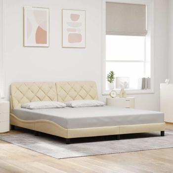 Bettgestell mit LED ohne Matratze Creme 180x200 cm Stoff