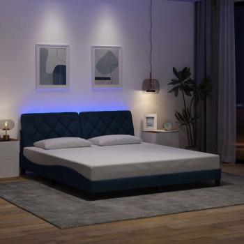ARDEBO.de - Bettgestell mit LED ohne Matratze Blau 180x200 cm Stoff