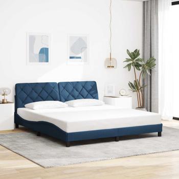 Bettgestell mit LED ohne Matratze Blau 180x200 cm Stoff