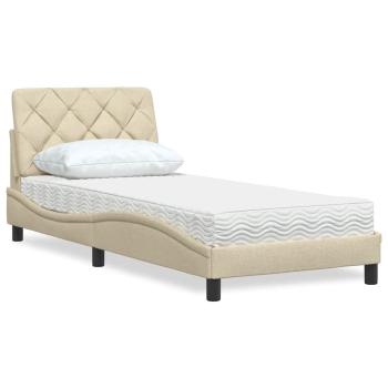 ARDEBO.de - Bett mit Matratze Creme 90x200 cm Stoff
