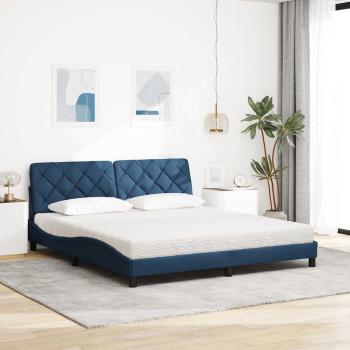 Bett mit Matratze Blau 180x200 cm Stoff