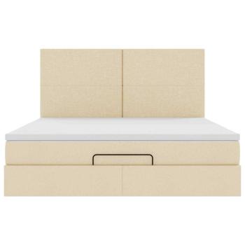 Ottoman-Bett mit Matratze Creme 160x200 cm Stoff