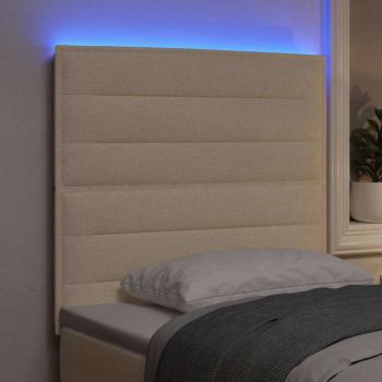 LED Kopfteil mit LED-Lichtleisten Creme 80 cm Stoff