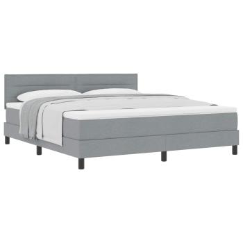 Boxspringbett mit Kopfteil Hellgrau 180 x 200 cm Stoff