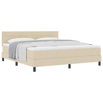 Boxspringbett mit Kissen mit Kopfteil Creme 180 x 200 cm Stoff