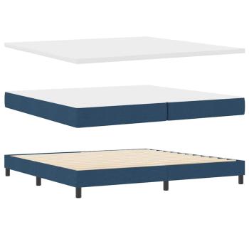 Boxspringbett mit Kopfteil Blau 200 x 200 cm Stoff