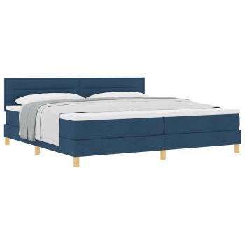 Boxspringbett mit Kissen mit Kopfteil Blau 200 x 200 cm Stoff