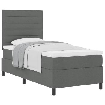 Boxspringbett mit Matratze Dunkelgrau 90 x 200 cm Stoff