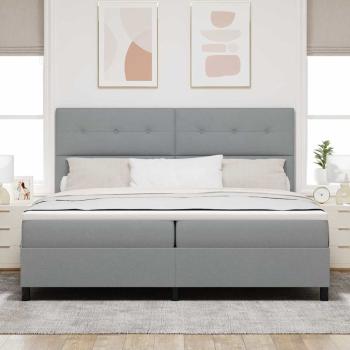 Boxspringbett mit Kopfteil Hellgrau 200 x 200 cm Stoff