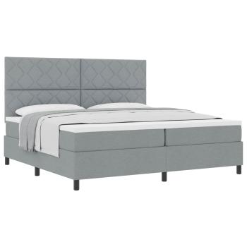 Boxspringbett mit Kopfteil Hellgrau 200 x 200 cm Stoff