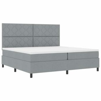 Boxspringbett mit Kopfteil Hellgrau 200 x 200 cm Stoff