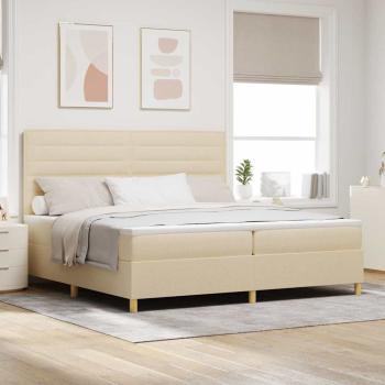 ARDEBO.de - Boxspringbett mit Matratze Creme 200 x 200 cm Stoff