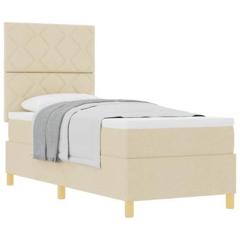 Boxspringbett mit Kopfteil Creme 80 x 200 cm Stoff
