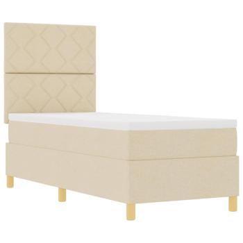 Boxspringbett mit Kopfteil Creme 80 x 200 cm Stoff