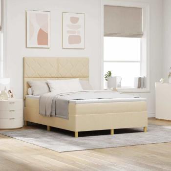 ARDEBO.de - Boxspringbett mit Kopfteil Creme 160 x 200 cm Stoff