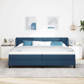Boxspringbett mit Matratze mit Kopfteil Blau 200 x 200 cm Stoff